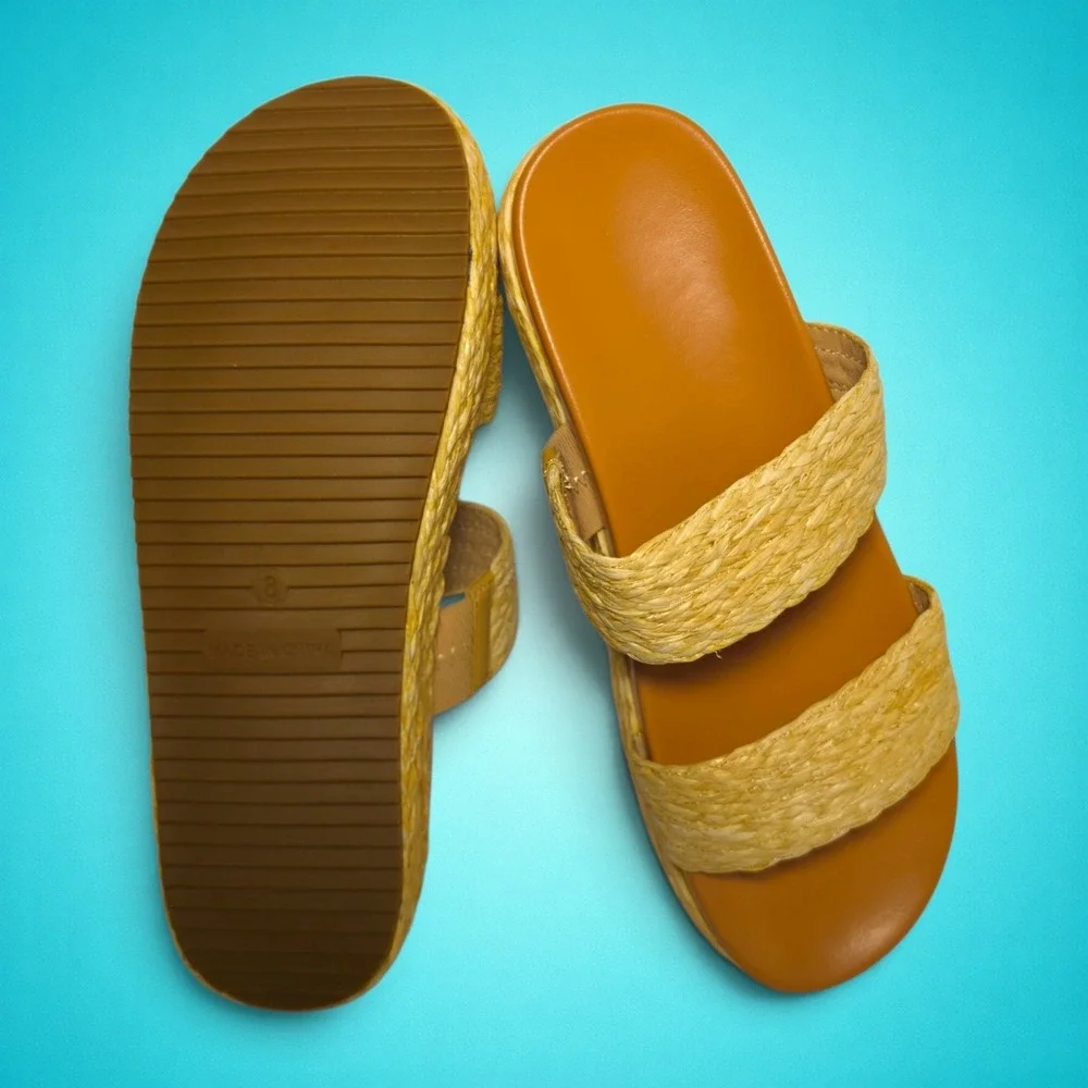 New Women's Espadrille Raffia Bohemia Slip-on Sandals, Size 8